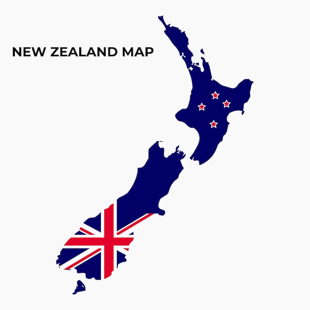 New Zealand National Flag Map Design Illustration Of New Zealand Country Flag Inside The Map vector