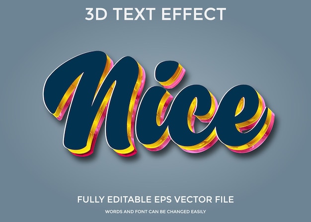 nice editable 3d text effect or graphic style with vector