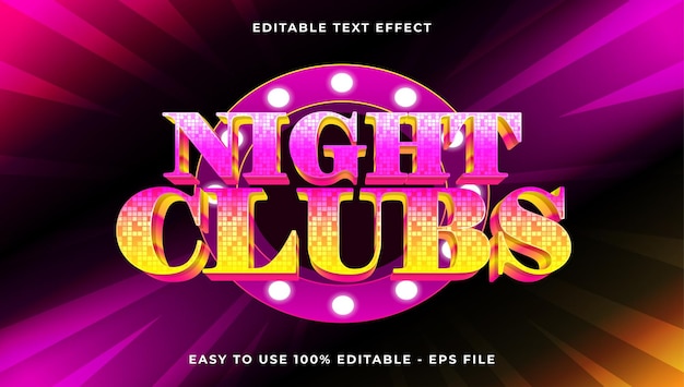 night clubs gradient text style effect template 3D glow light editable text effect