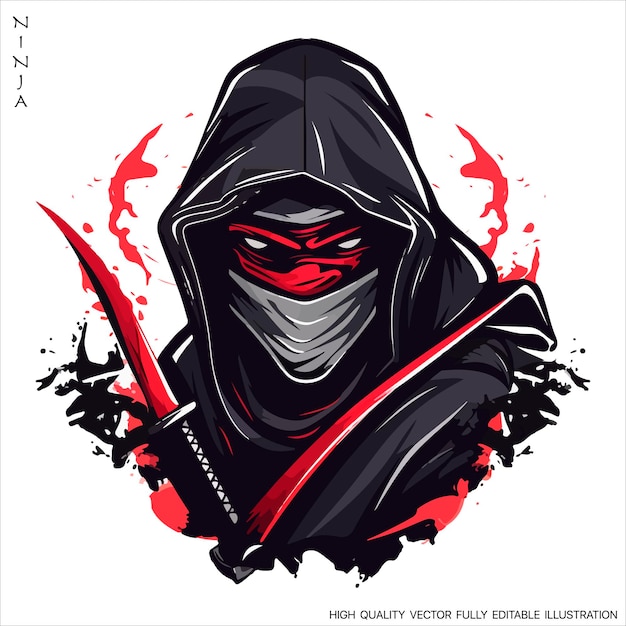 ninja mascot logo vector template creative ninja emblem design concepts fully editable vector illustration