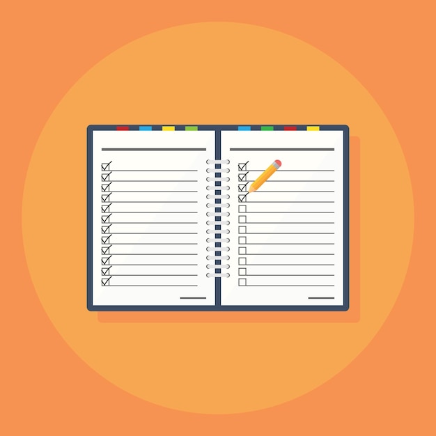 Notebook in a flat style icon isolated on background Vector illustration Eps 10