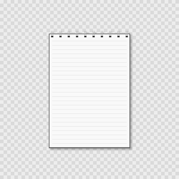 notepad with shadow on transparent background vector illustration