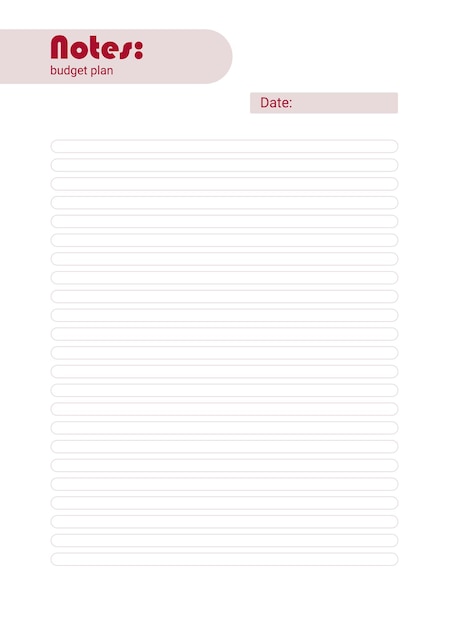 notes of personal monthly budget planner vector illustration