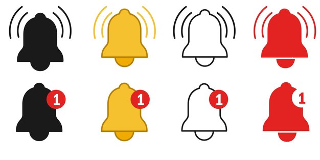 Notification bell icon Incoming inbox message New message notofication icons collection