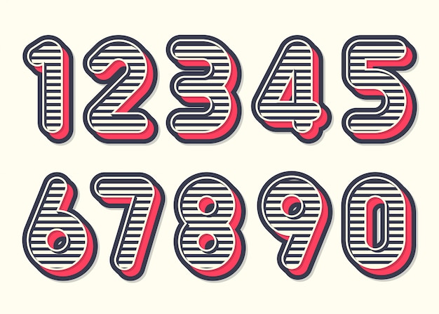 Numbers retro vintage style.