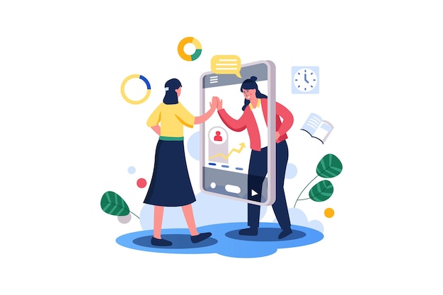 Obchodní marketing postava umění vektor plochá lineární ilustrace