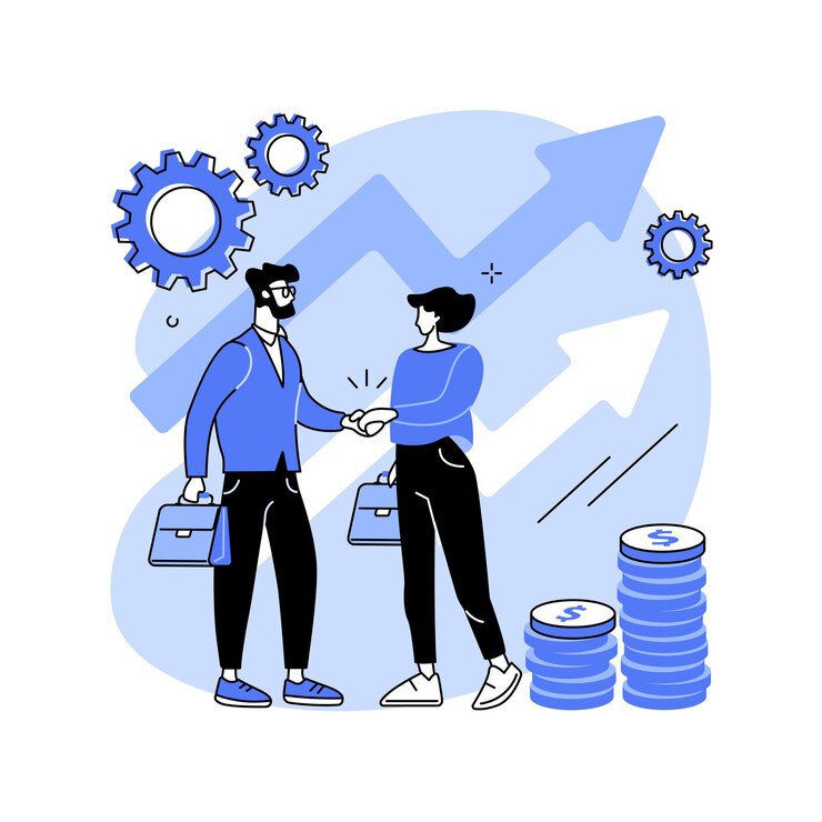 Vektor obchodní prodej (b2b), abstraktní koncept, vektorová ilustrace