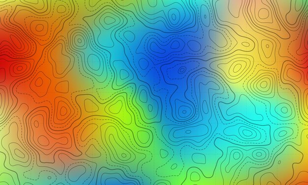 ocean bottom topographic line map curvy wave isolines vector illustration