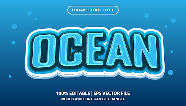 ocean editable text effect template, font style with blue ocean theme