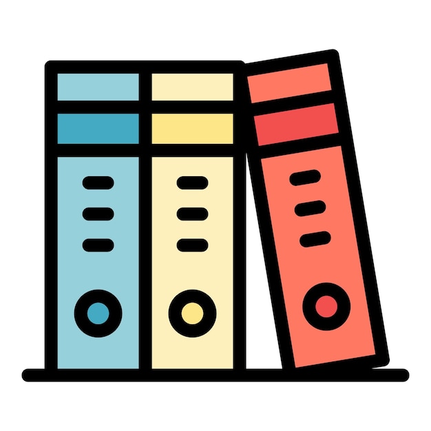 office folder icon outline vector binder file ring shelf color flat
