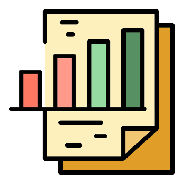 Office graph report icon Outline office graph report vector icon color flat isolated