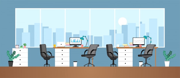 office work room for employees or contacts working in educational business firms