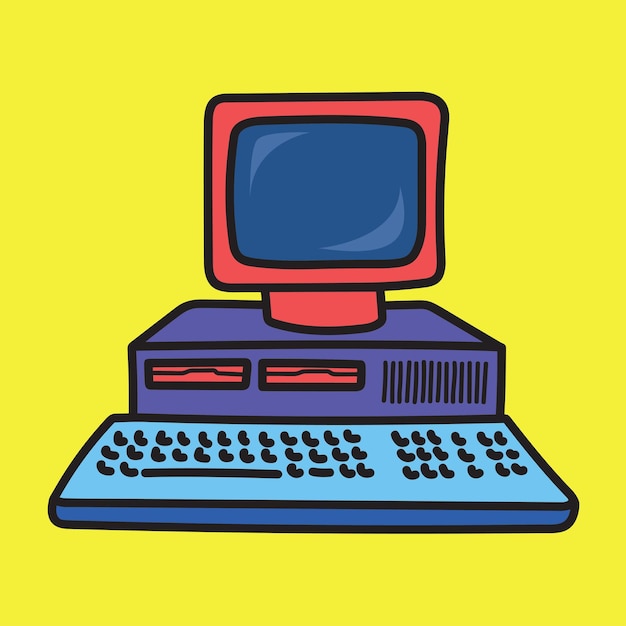 old classic computer retro icon or logo