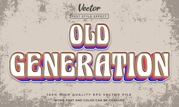 Old generation text effect editable colorful and retro text style