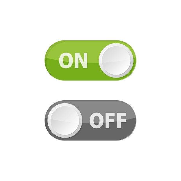 on and off buttons in flat style toggle switch vector illustration on isolated background shutdown sign business concept