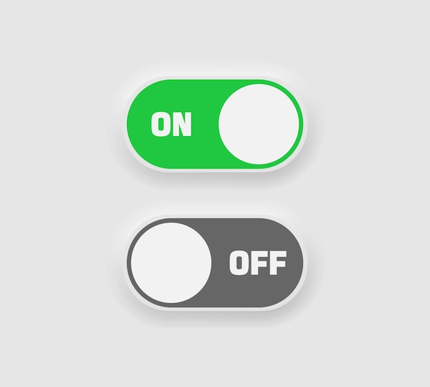 on and off switch button set in neumorphism style icons for business white ui ux power symbol on off toggle neumorphic style vector illustration