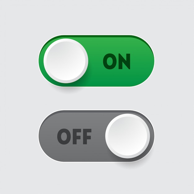 on - off toggle switch button template. realistic interface element