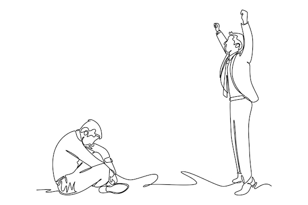 one continuous line drawing of comparing business process concept doodle illustration
