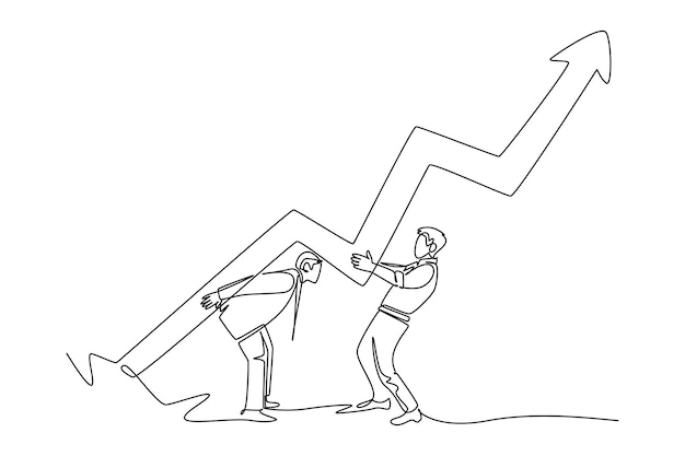 One continuous line drawing of work team concept Doodle vector illustration in simple linear style