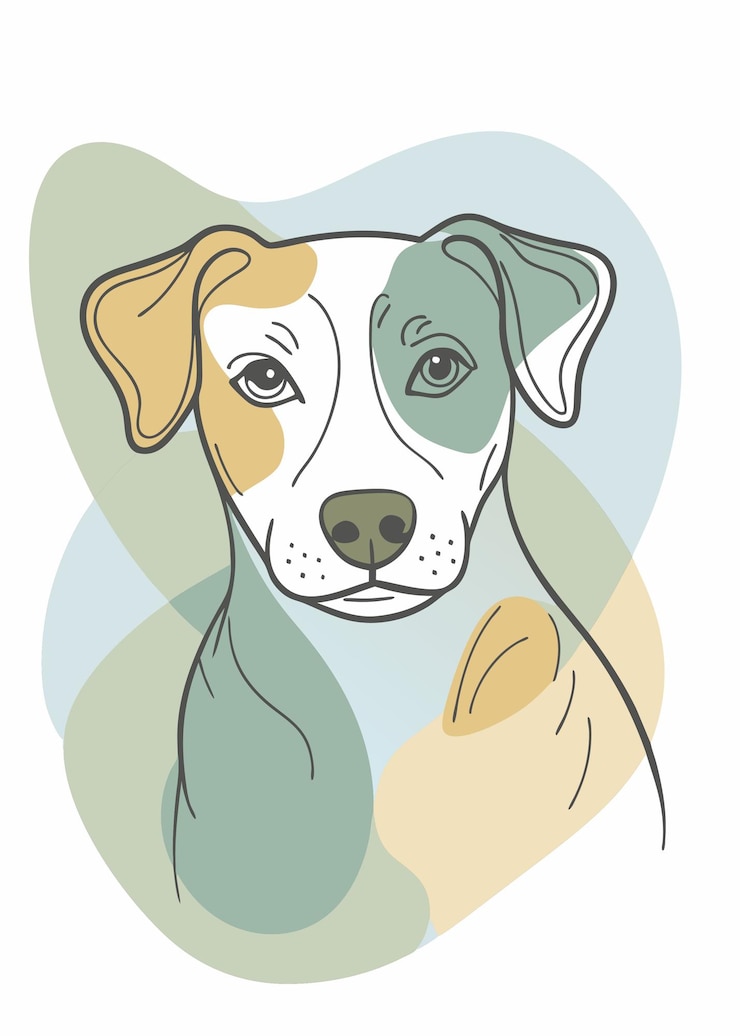 Vektor one line art of dog drawing abstract minimal continuous line wall decor