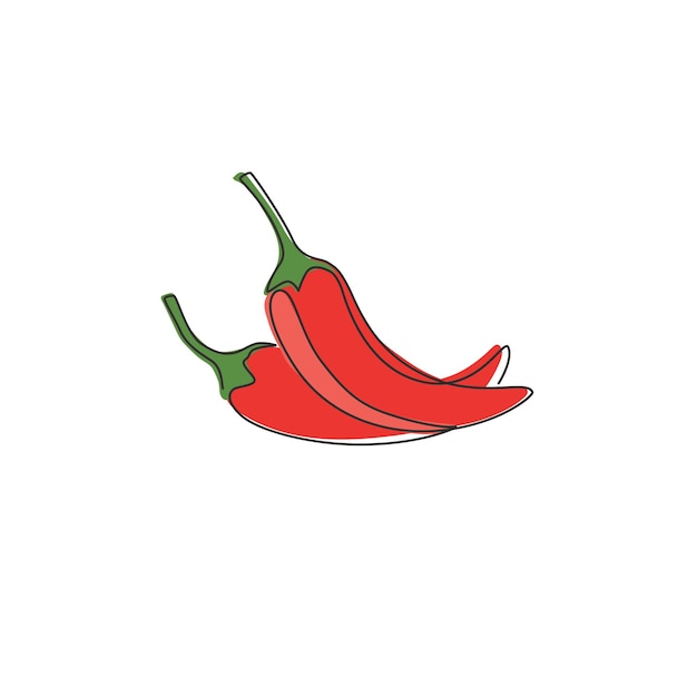 One single line drawing of organic hot chili for farm logo Fresh chile pepper vegetable vector