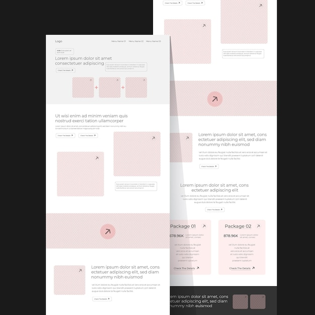 Onepage website design template for business Landing page wireframe Flat modern responsive design