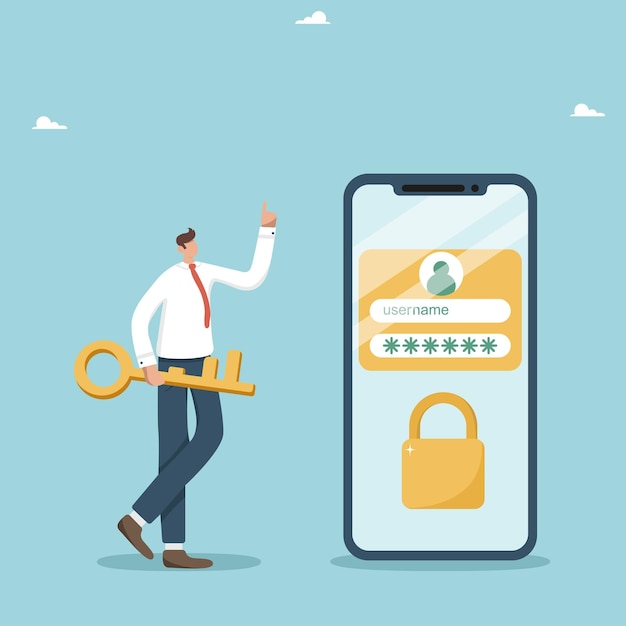 Online authentication concept secure data privacy account protection and security strong password