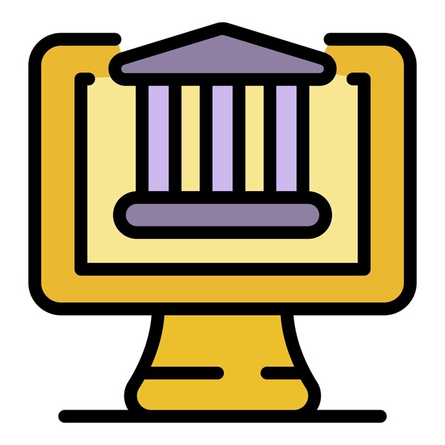 Online banking icon Outline online banking vector icon color flat isolated
