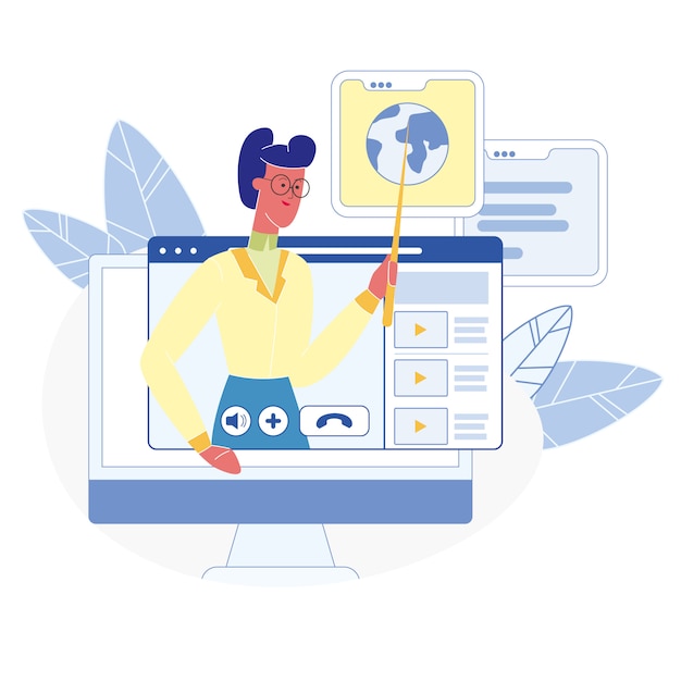 Online Courses, Classes Flat Illustration