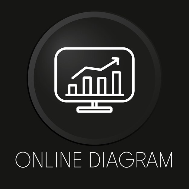online diagram  minimal vector line icon on 3d button isolated on black background premium vectorxa