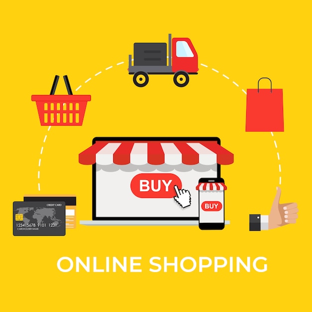 Online Shopping Concept. Modern  concept for web banners, websites, infographics, printed materials.  Illustration