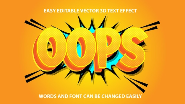 oops 3d editable text style premium vector