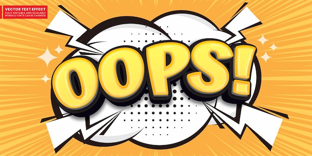 oops comic book text effect editable three dimension comic font style