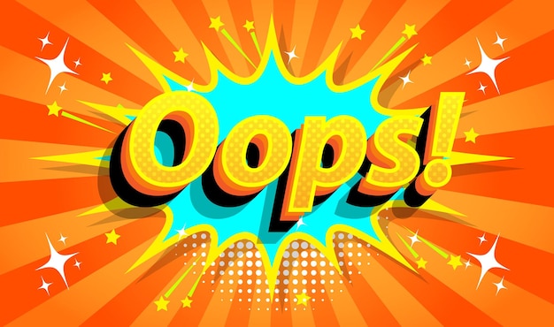 oops ouch colored comic text collection with pop art style