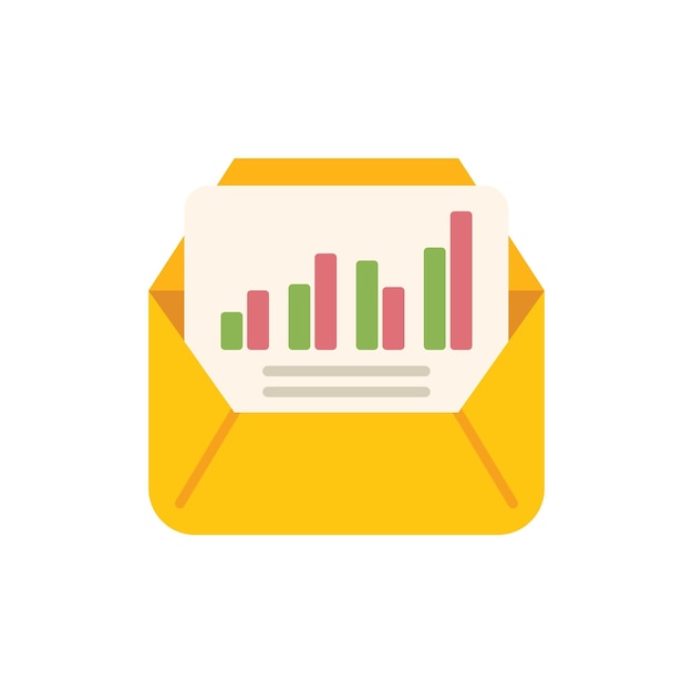 Open envelope containing business report with growing bar chart