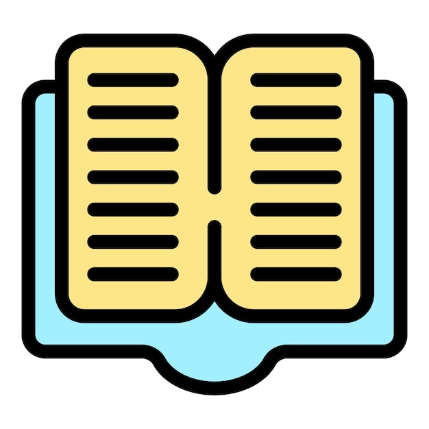 Open textbook icon Outline open textbook vector icon color flat isolated