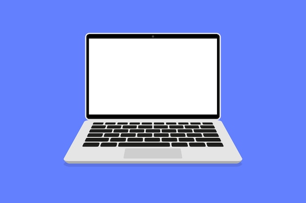 opened laptop screen with keyboard laptop flat vector icon illustration mockup modern laptop with blank screen laptop front view vector illustration