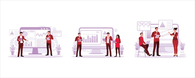 operational managers hold presentations and presentations display growth analysis Business analysis