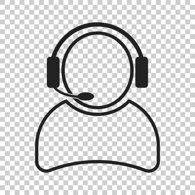 Operator with microphone vector icon Operator in call center illustration