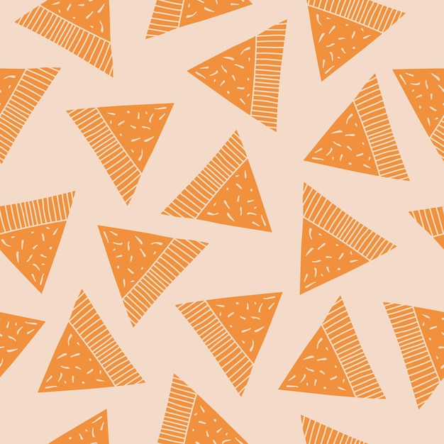 Orange seamless pattern with triangles in the form of pie slices