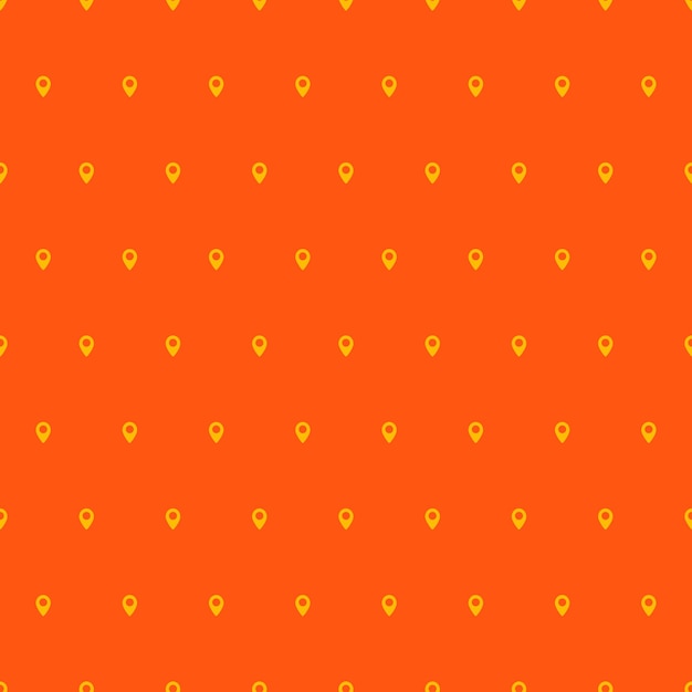 orange seamless pattern with yellow map pin symbols