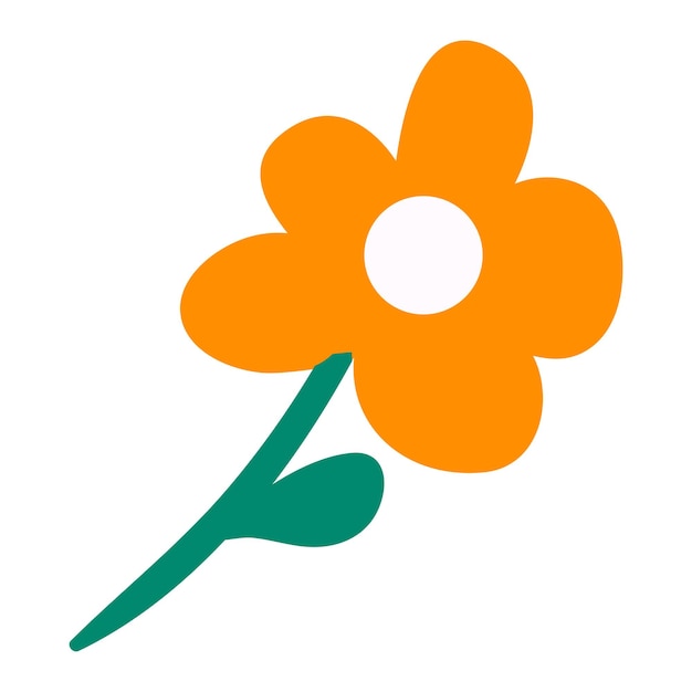Orange Spring Flower Drawn By Child Icon