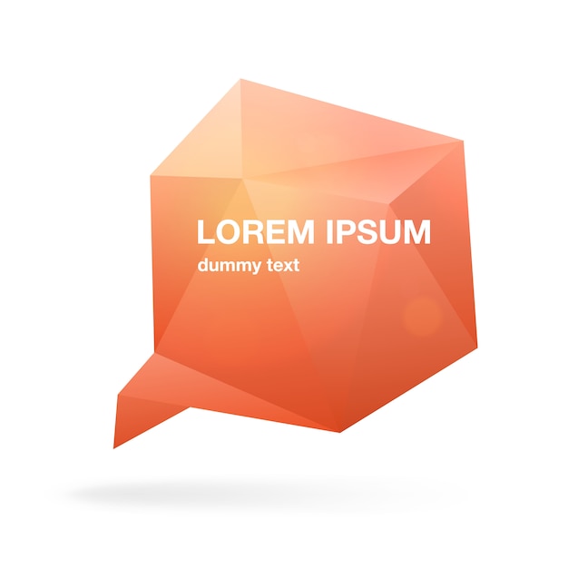 Orange volumetric speech bubble or balloon with place for text