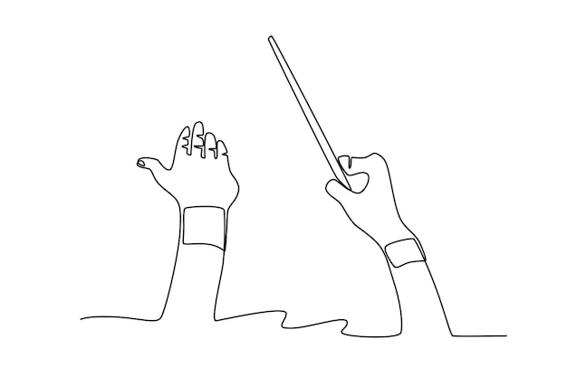 Orchestra conductors hands World music day oneline drawing