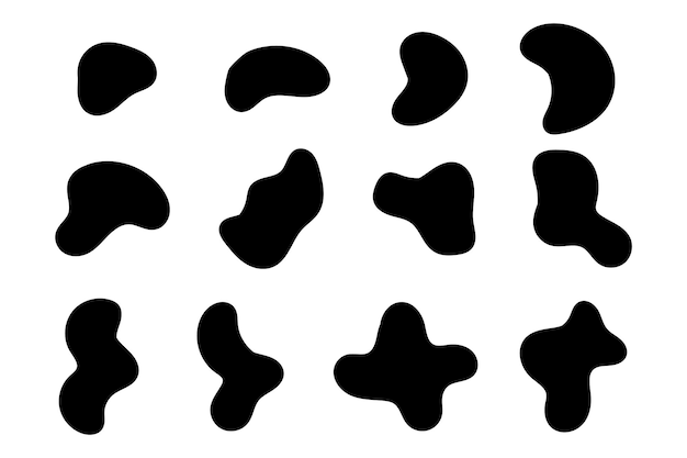 organic abstract spot organic irregular shapes stone or black blobs abstract random pebble