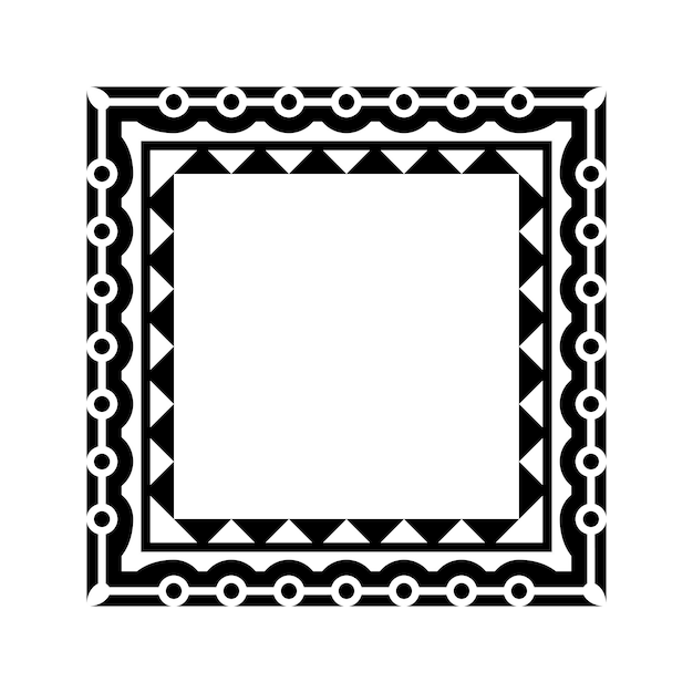 ornamental geometric square border pattern design with symmetrical shapes