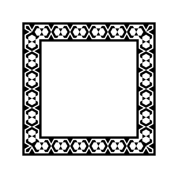 ornamental geometric square border pattern design with symmetrical shapes
