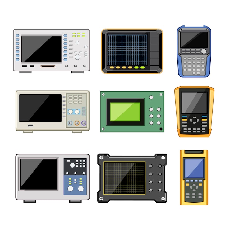 Vektor oscillograph set cartoon vector illustration