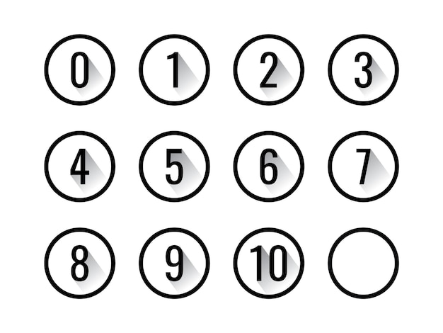 Outlines circle shadow icon with numbers inside vector illustration