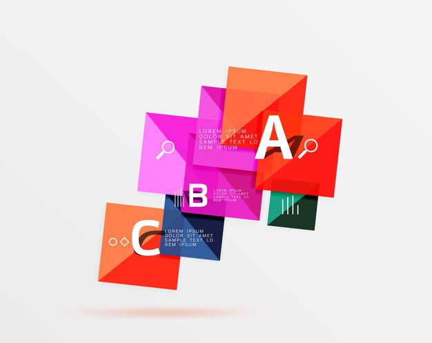 Overlapping square infographics Vector template background for workflow layout diagram number options or web design